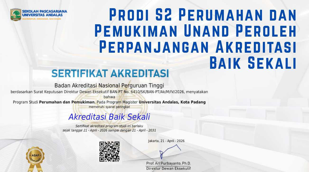 Prodi S2 Perumahan dan Pemukiman Peroleh Perpanjangan Akreditasi Baik Sekali